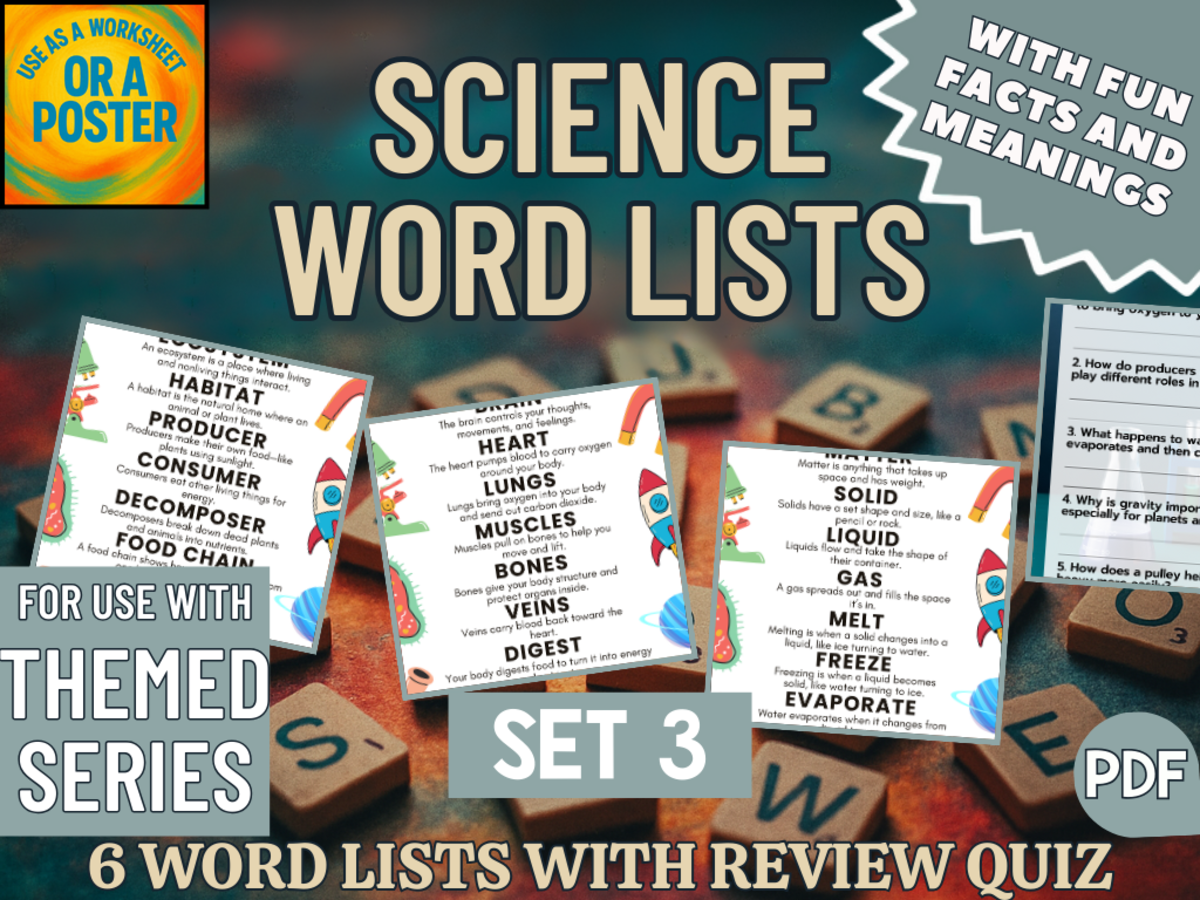 An educational teaching resource from Cored Education entitled Science Word List Posters - Set 3 (PDF) downloadable at Teach Simple.