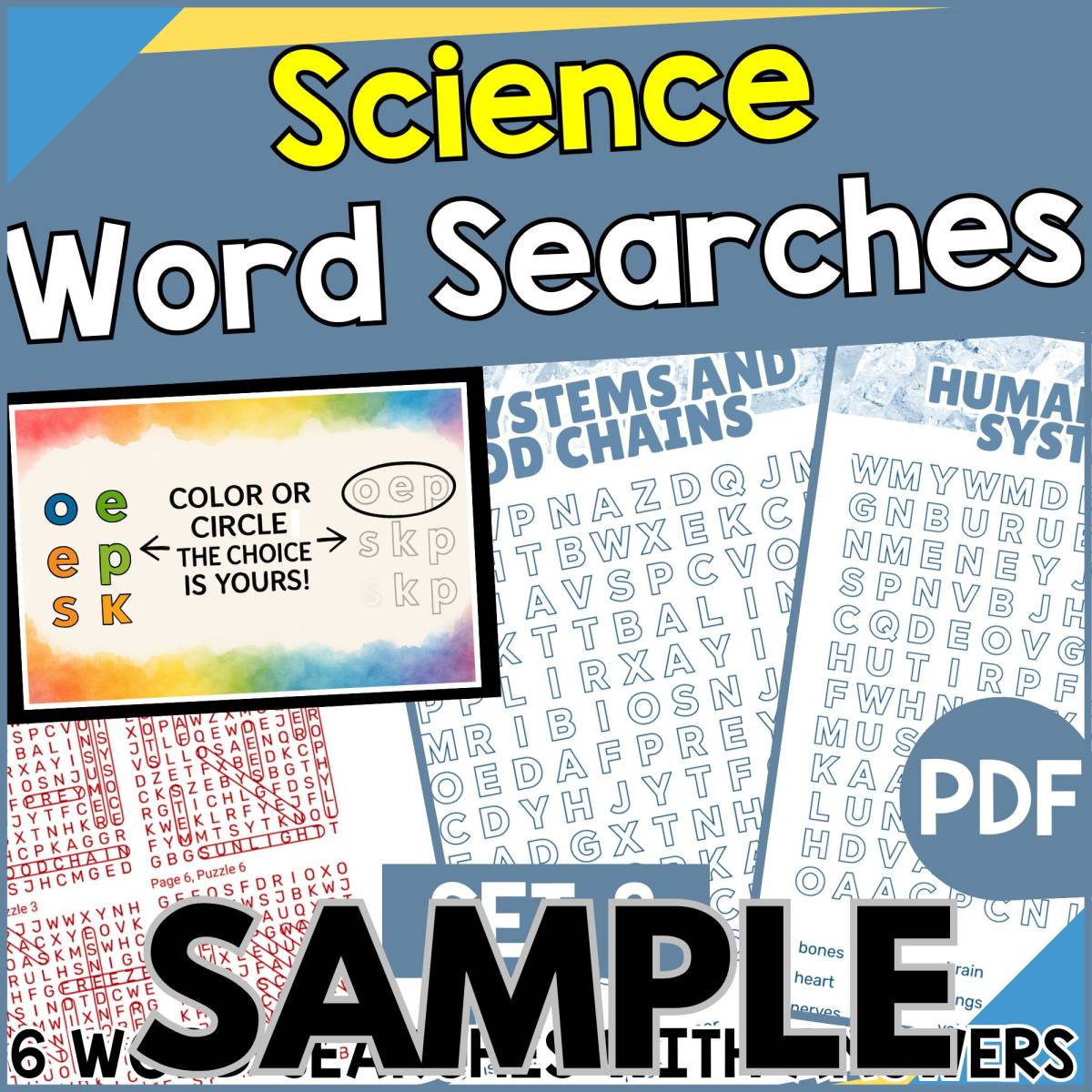An educational teaching resource from Cored Education entitled Science Word Search - Set 3: 1 Page Sample (PDF) downloadable at Teach Simple.
