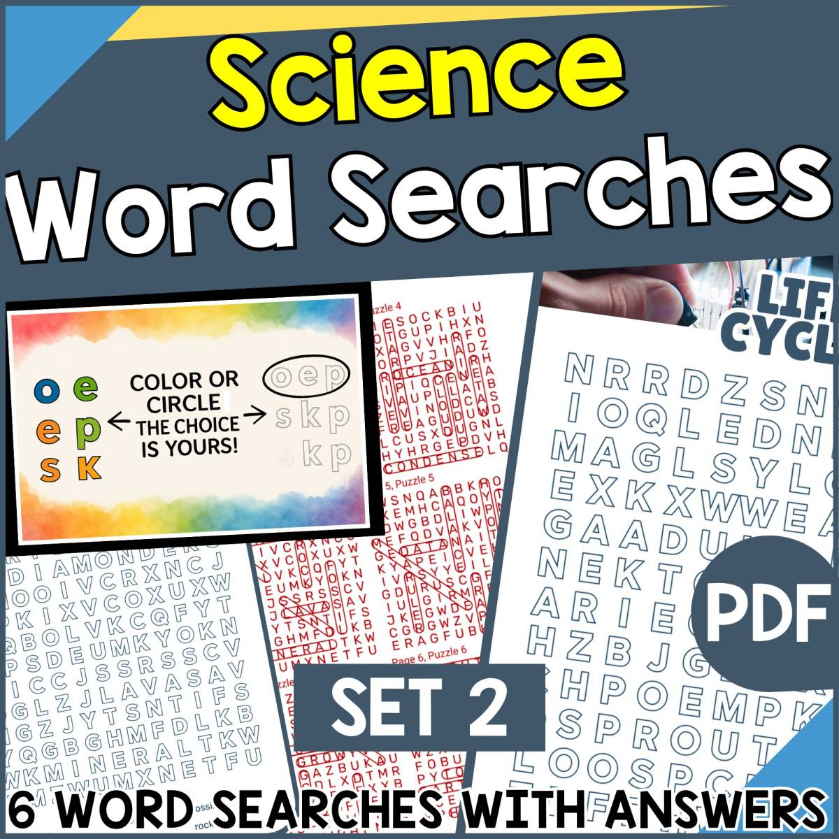 An educational teaching resource from Cored Education entitled Science Word Searches - Set 2 (PDF) downloadable at Teach Simple.
