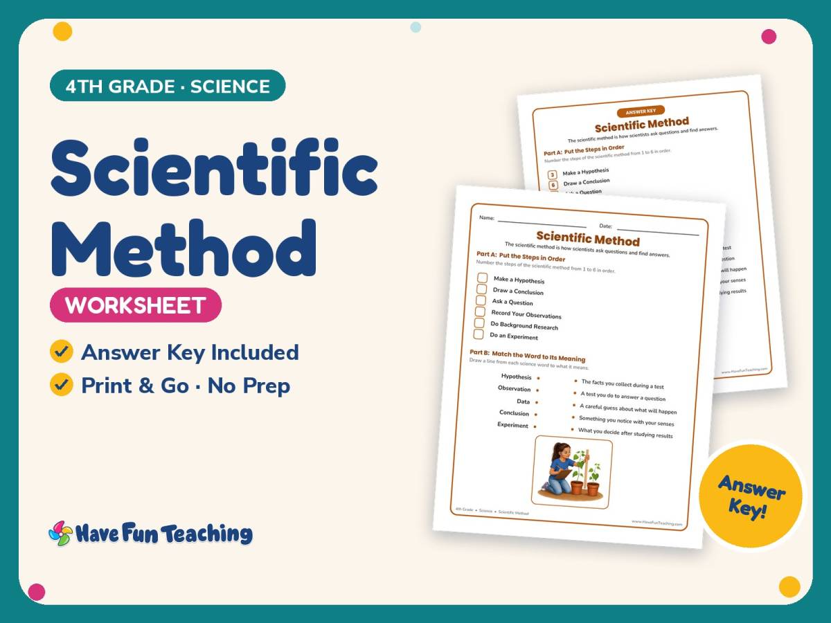 Scientific Method Worksheet – 4th Grade Experiments & Scientists preview