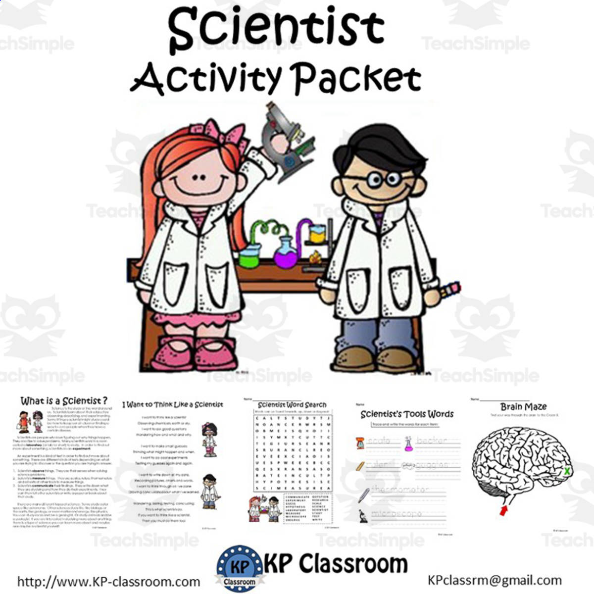 An educational teaching resource from KP Classroom entitled Scientist No Prep Activity Packet and Worksheets downloadable at Teach Simple.