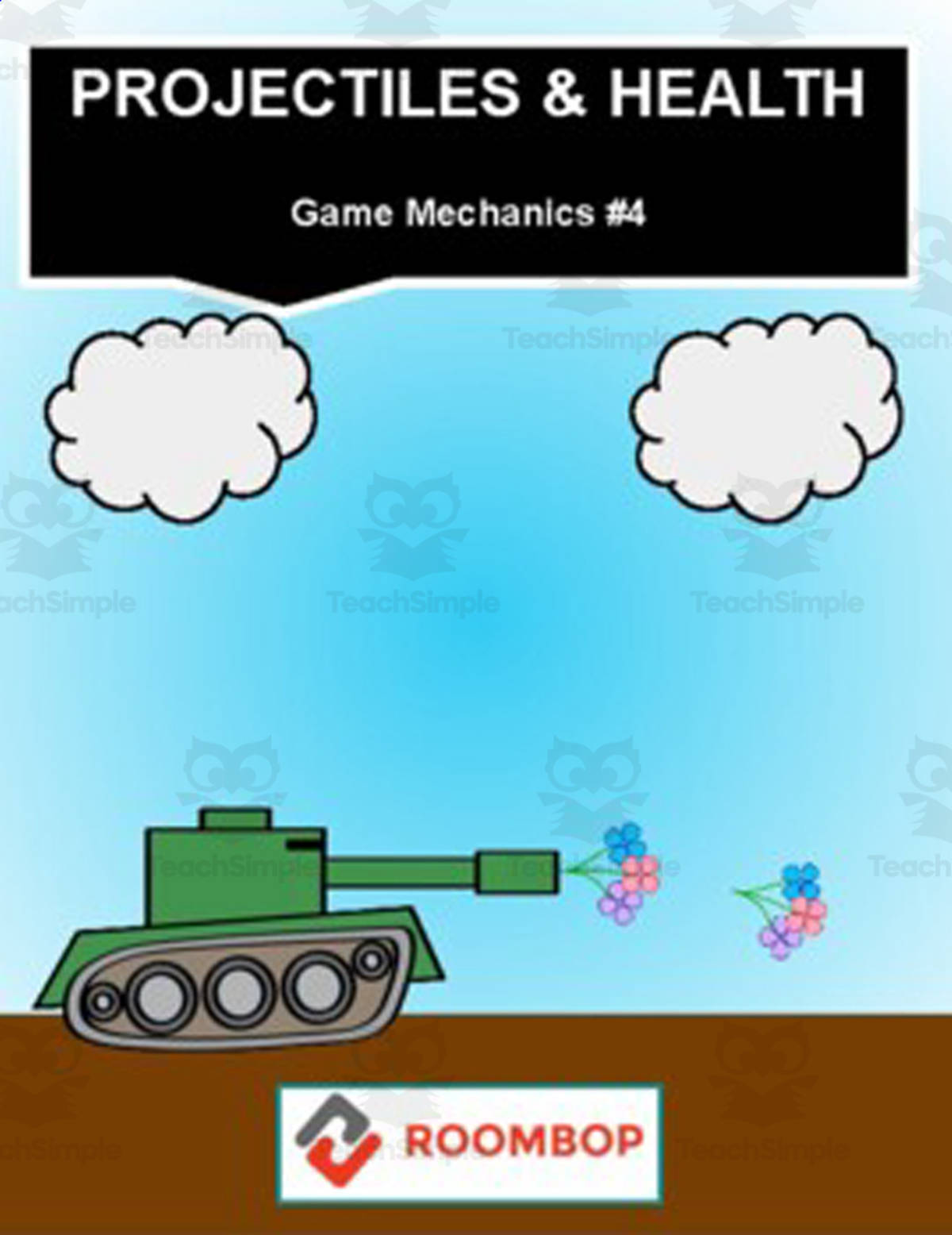 An educational teaching resource from Roombop entitled Scratch: Projectiles & Health (Game Mechanics #4) downloadable at Teach Simple.