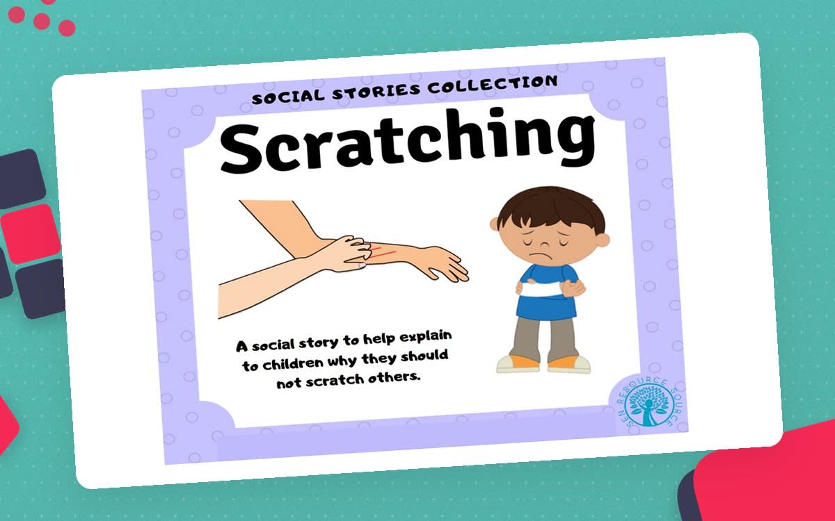 An educational teaching resource from SEN Resource Source entitled Scratching Social Story downloadable at Teach Simple.