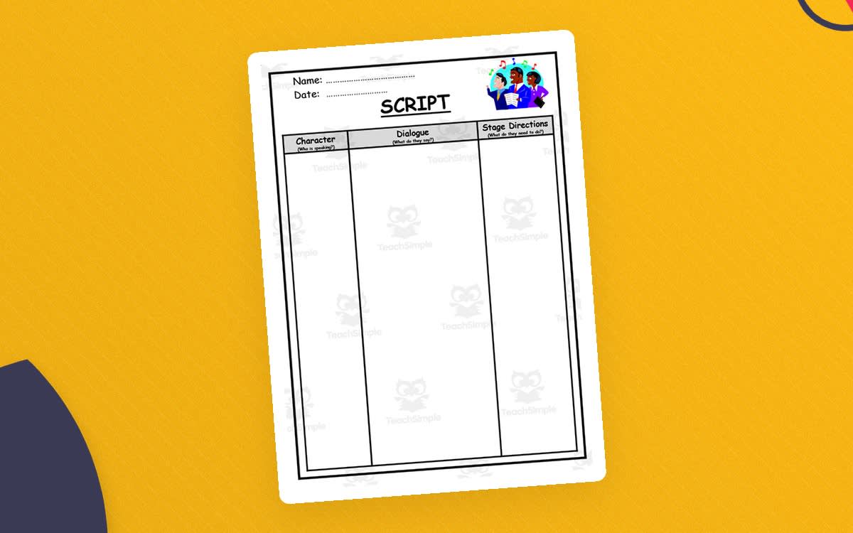 An educational teaching resource from Elementary Resources 4 U entitled Script Writing Template – Elementary Play Practice downloadable at Teach Simple.