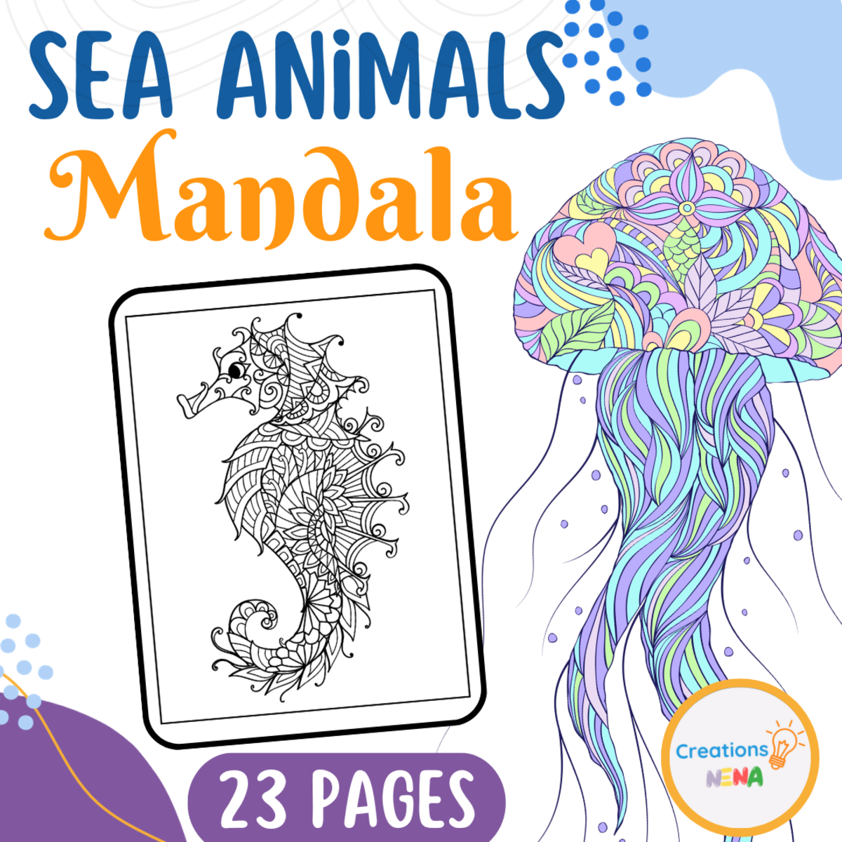 An educational teaching resource from Nena Creations entitled Sea Animals Mandala downloadable at Teach Simple.