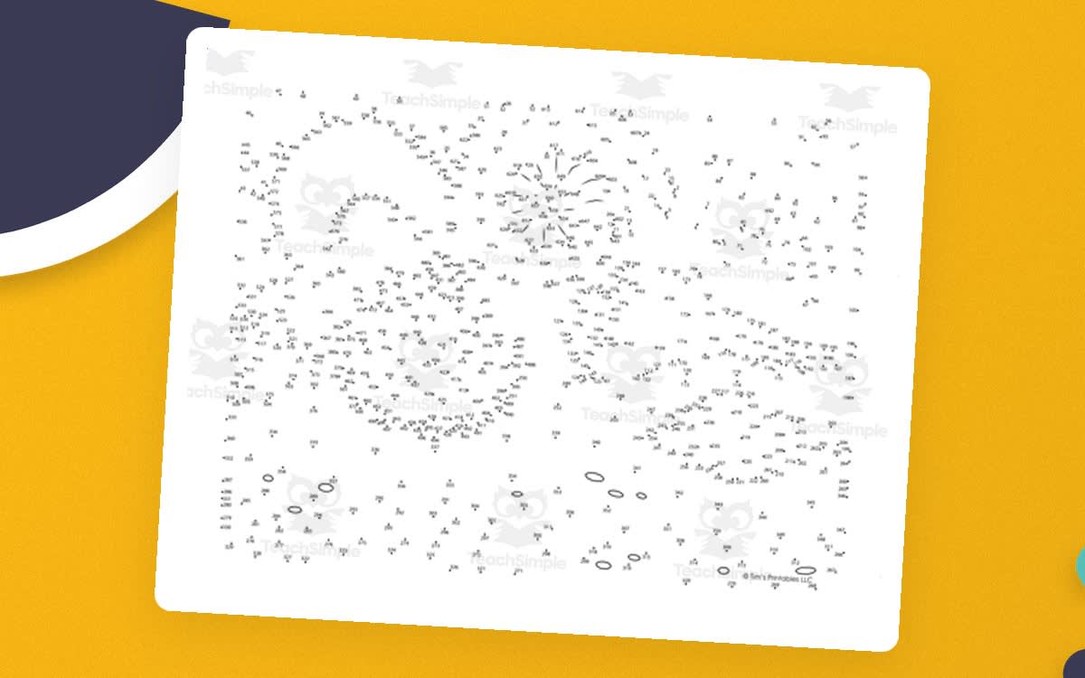 An educational teaching resource from Tim's Printables entitled Sea Shells Dot-to-Dot PDF downloadable at Teach Simple.
