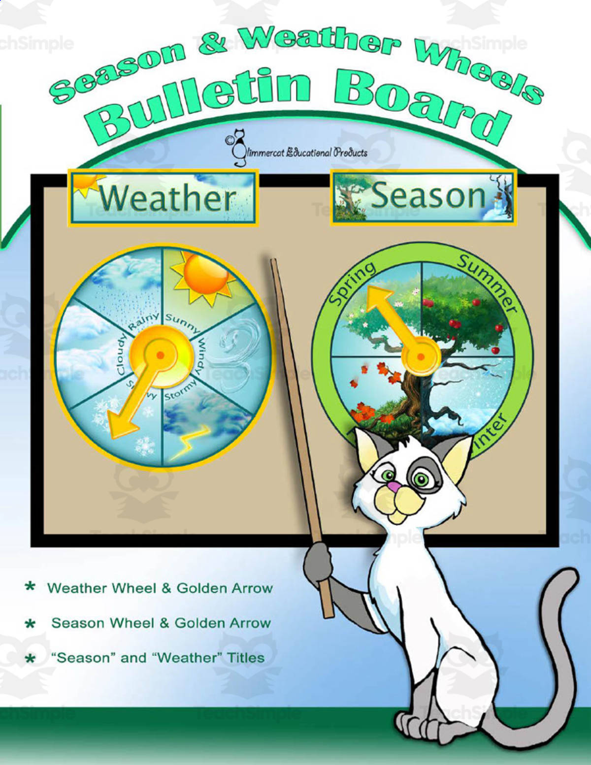 An educational teaching resource from Glimmercat Education entitled Season & Weather Wheels Set downloadable at Teach Simple.