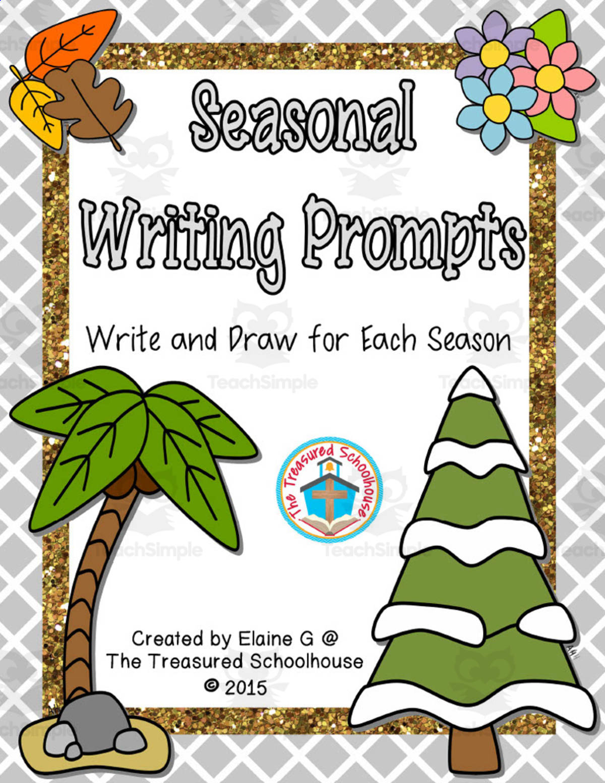 An educational teaching resource from The Treasured Schoolhouse entitled Seasonal Writing Prompts Packet downloadable at Teach Simple.