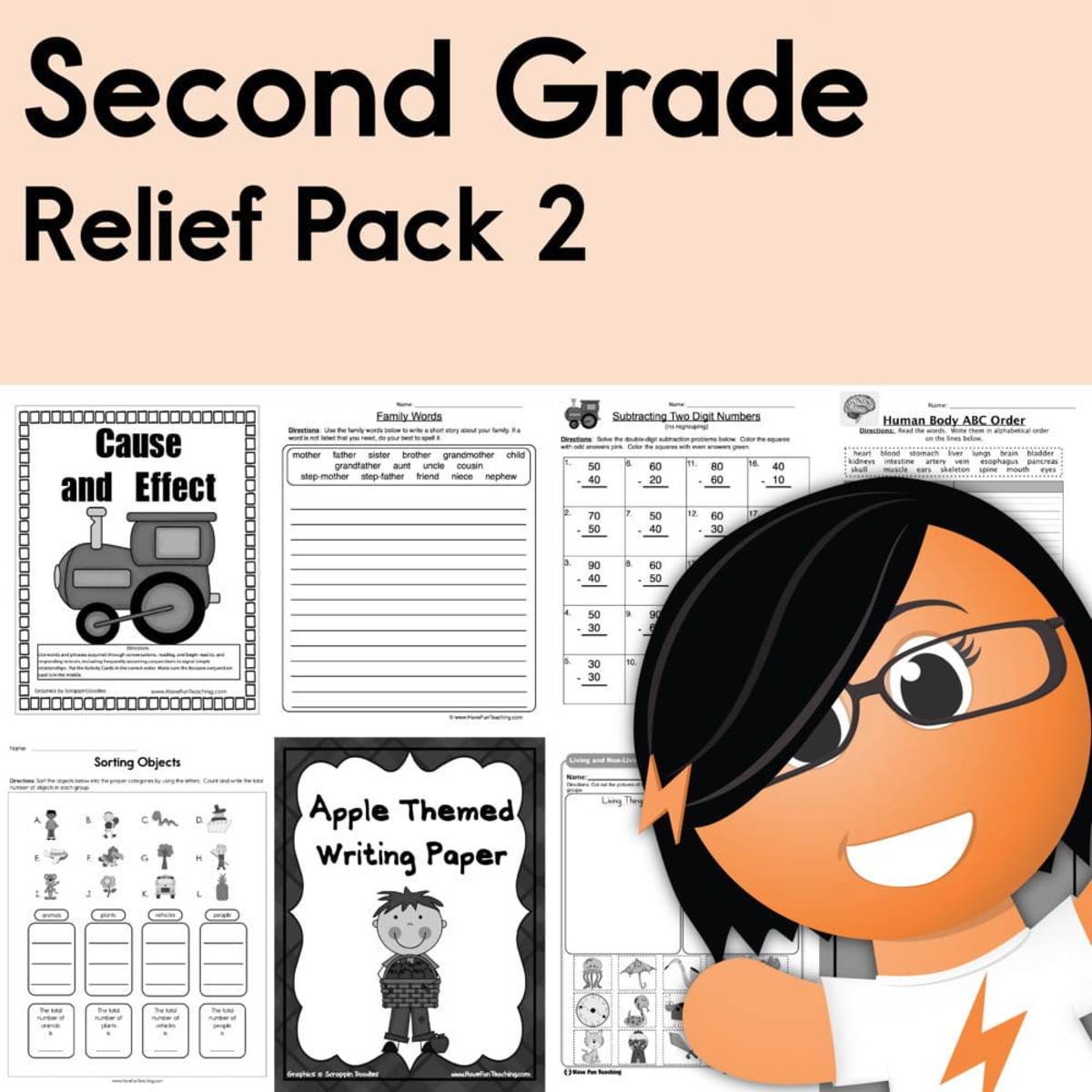 An educational teaching resource from Have Fun Teaching entitled Second Grade Coronavirus Relief Pack 2 downloadable at Teach Simple.