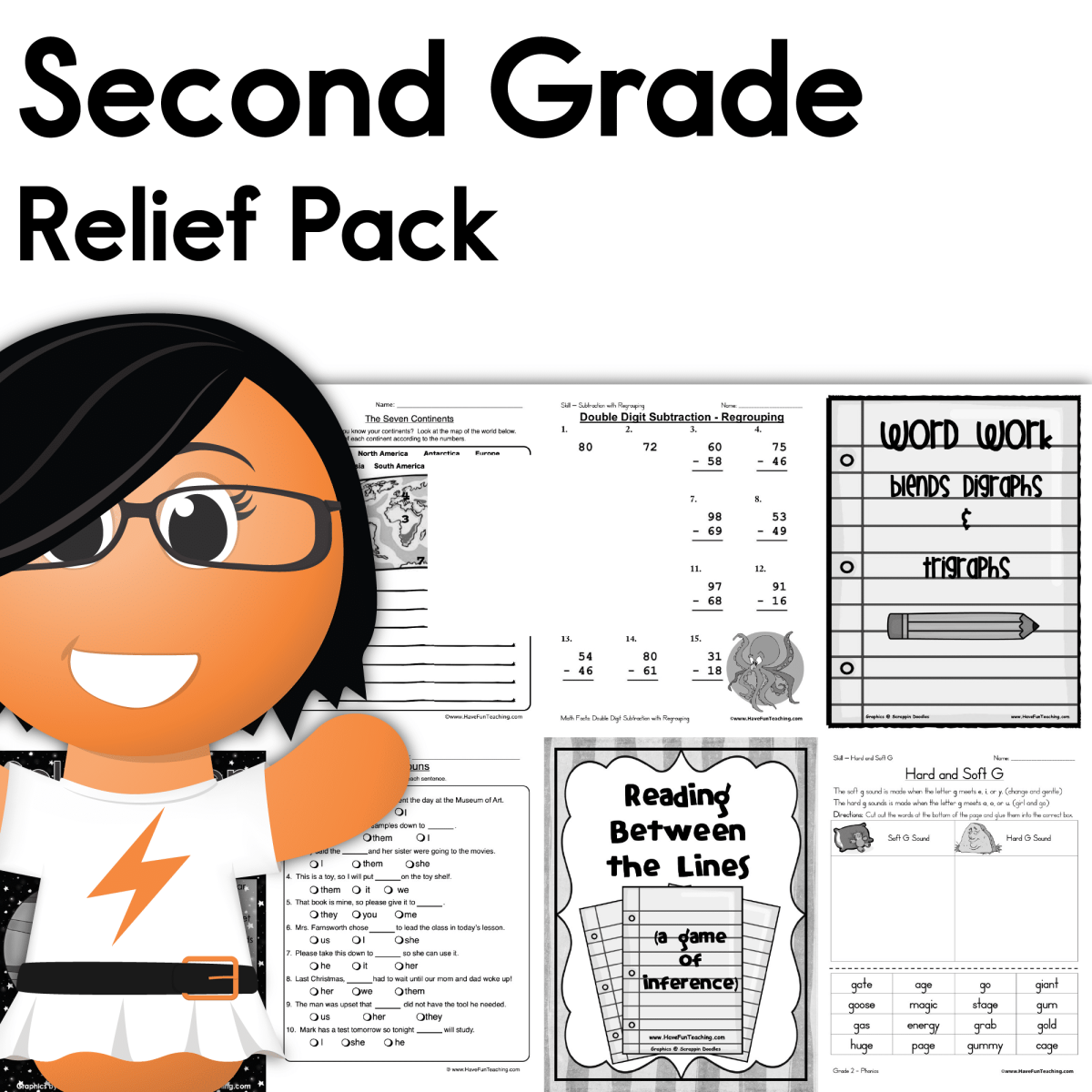 An educational teaching resource from Have Fun Teaching entitled Second Grade Coronavirus Relief Pack downloadable at Teach Simple.