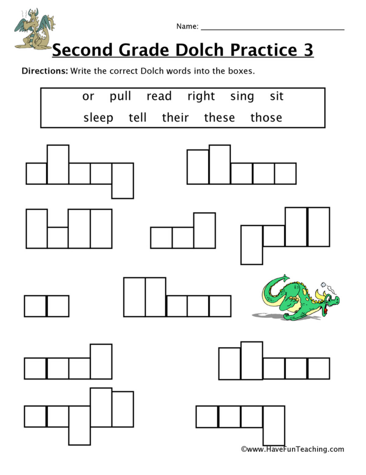 An educational teaching resource from Have Fun Teaching entitled Second Grade Sight Words O to T Worksheet downloadable at Teach Simple.