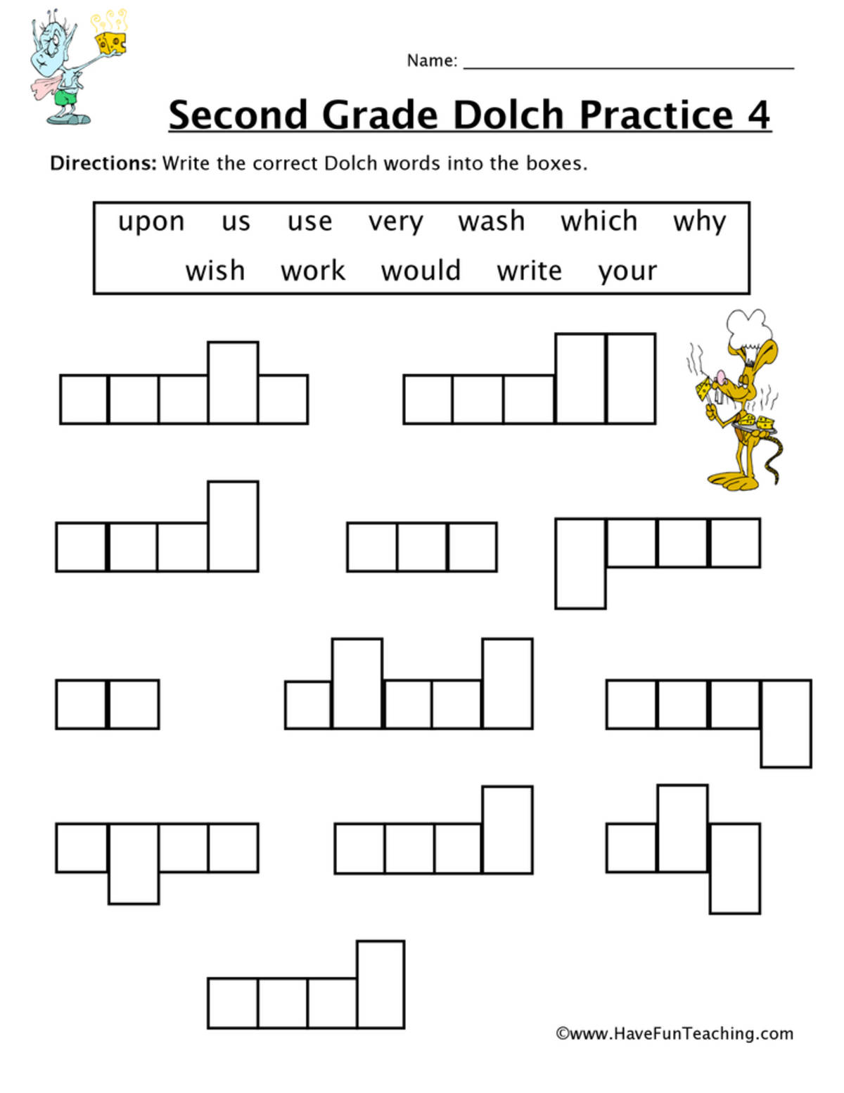 An educational teaching resource from Have Fun Teaching entitled Second Grade Sight Words U to Y Worksheet downloadable at Teach Simple.