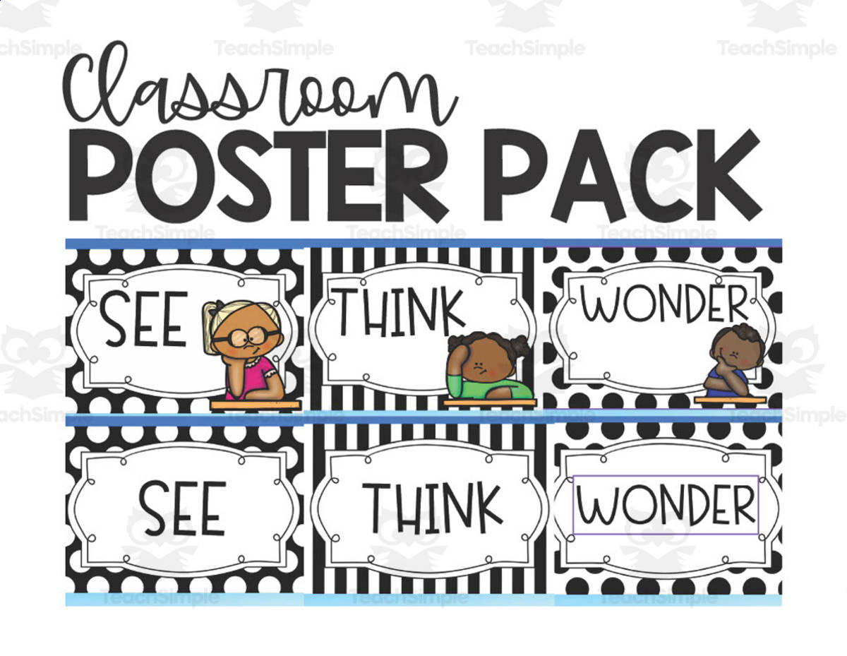An educational teaching resource from Party in the Art Room - Arts & Crafts for Kids | Arts Integration entitled See, Think, Wonder Classroom Poster Pack downloadable at Teach Simple.