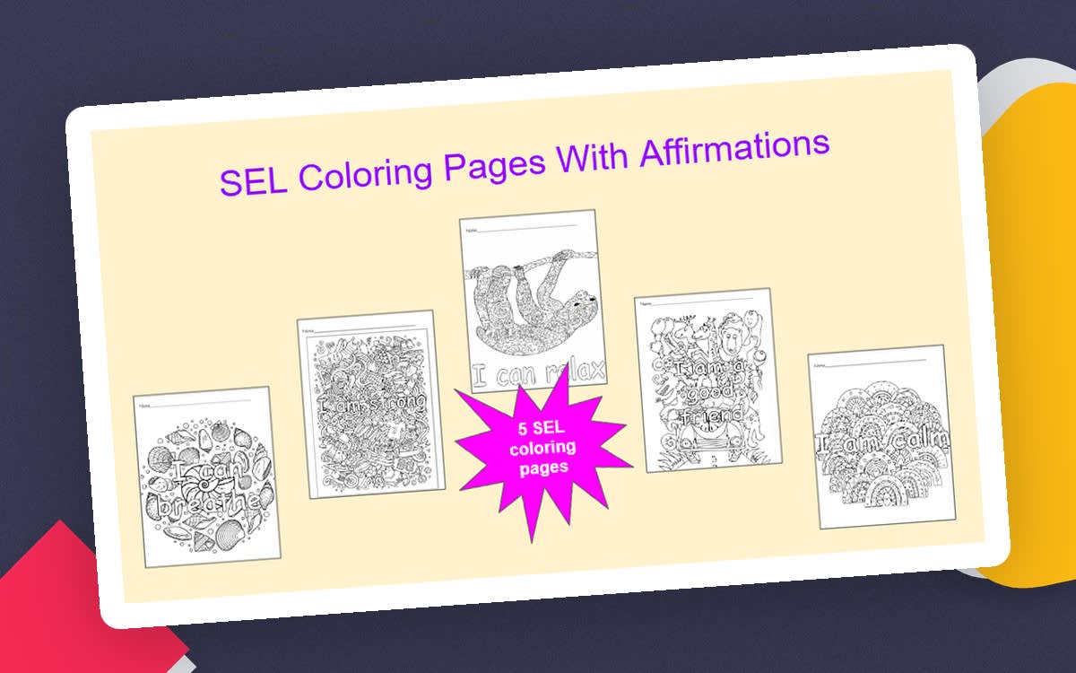 An educational teaching resource from Jennifer Moyer Taylor entitled SEL Colouring Pages with Positive Affirmations downloadable at Teach Simple.