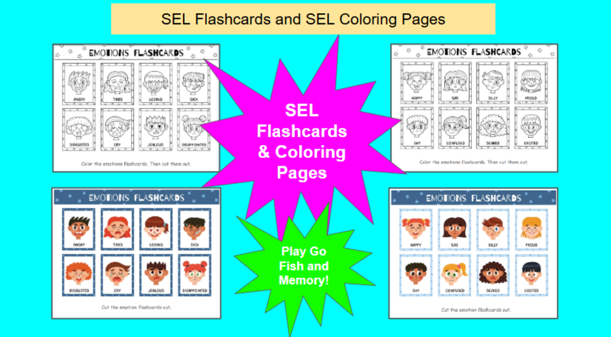 An educational teaching resource from Jennifer Moyer Taylor entitled SEL Flashcards for Social Emotional Learning with SEL Coloring Pages downloadable at Teach Simple.