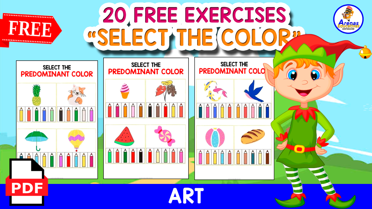 An educational teaching resource from EDITORIAL LAURA EDUCA entitled SELECT THE COLOR | 20 FREE EXERCISES downloadable at Teach Simple.