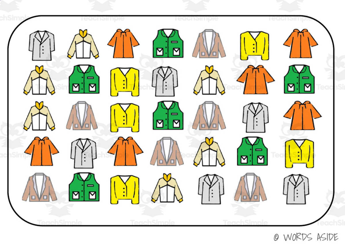 An educational teaching resource from WORDS ASIDE entitled Semantic Themed Activity Boards Set 18: OUTERWEAR downloadable at Teach Simple.