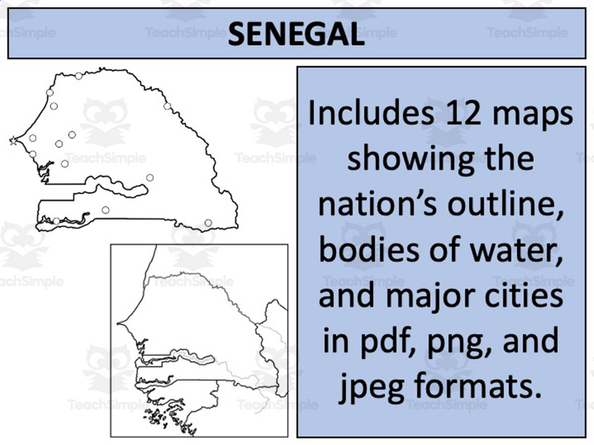 An educational teaching resource from Mr Gray History entitled Senegal Map Resources downloadable at Teach Simple.