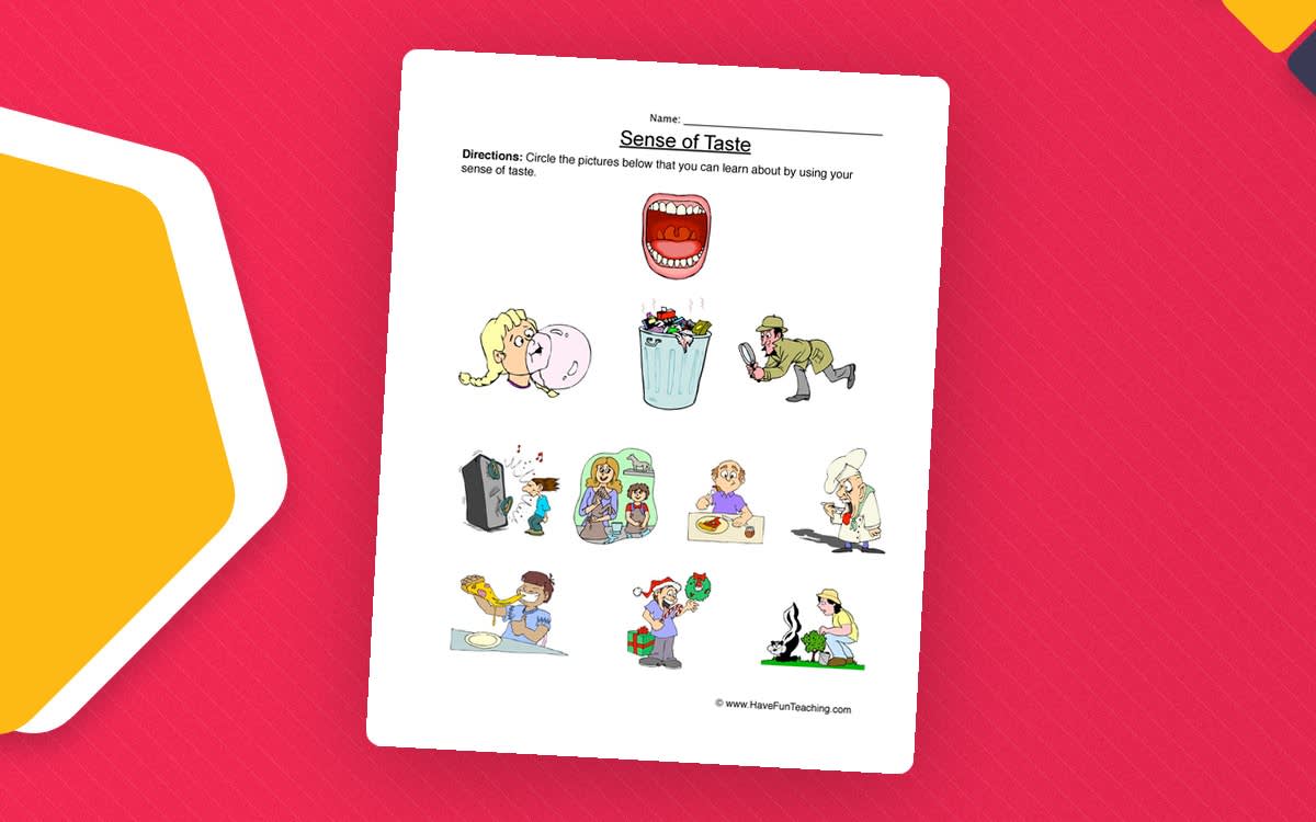 An educational teaching resource from Have Fun Teaching entitled Senses Taste Worksheet downloadable at Teach Simple.