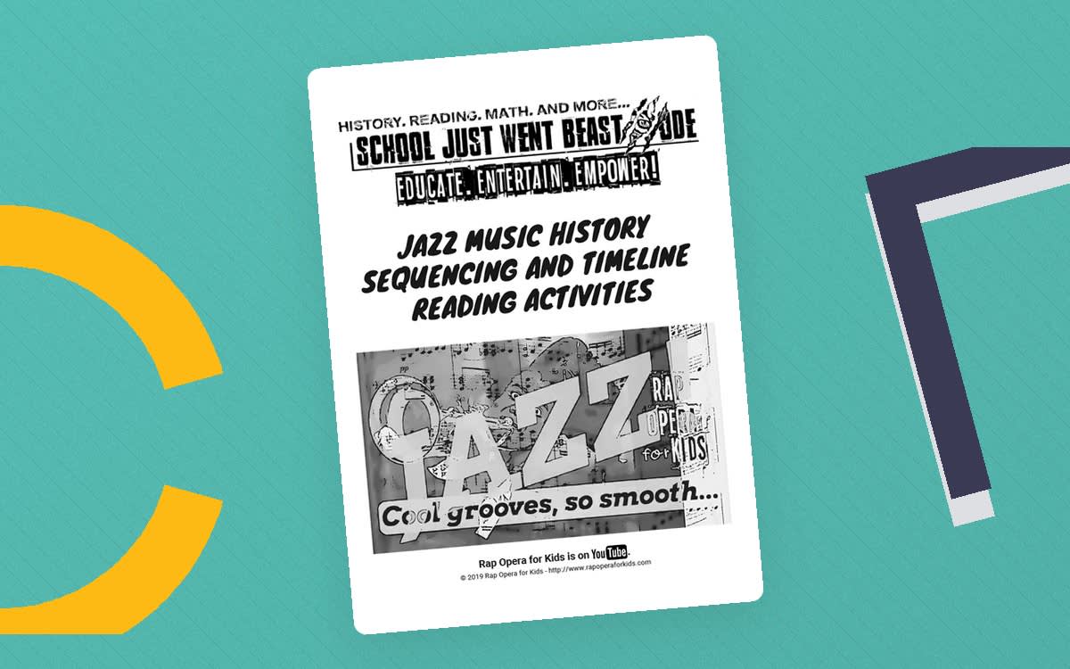An educational teaching resource from Rap Opera for Kids! entitled Sequencing Activities: Jazz Music History | Nonfiction Passage with Questions downloadable at Teach Simple.