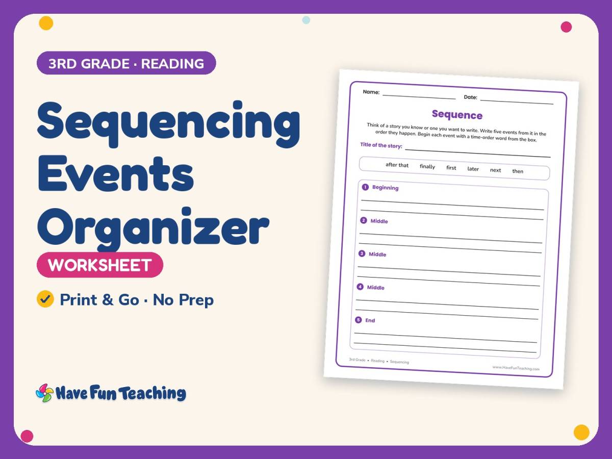 Sequencing Events Organizer Worksheet – 3rd Grade Plot Practice preview