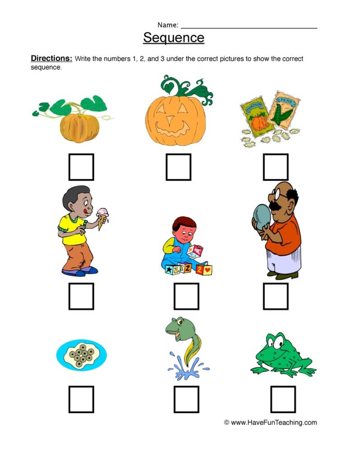 An educational teaching resource from Have Fun Teaching entitled Sequencing Pictures Worksheet downloadable at Teach Simple.