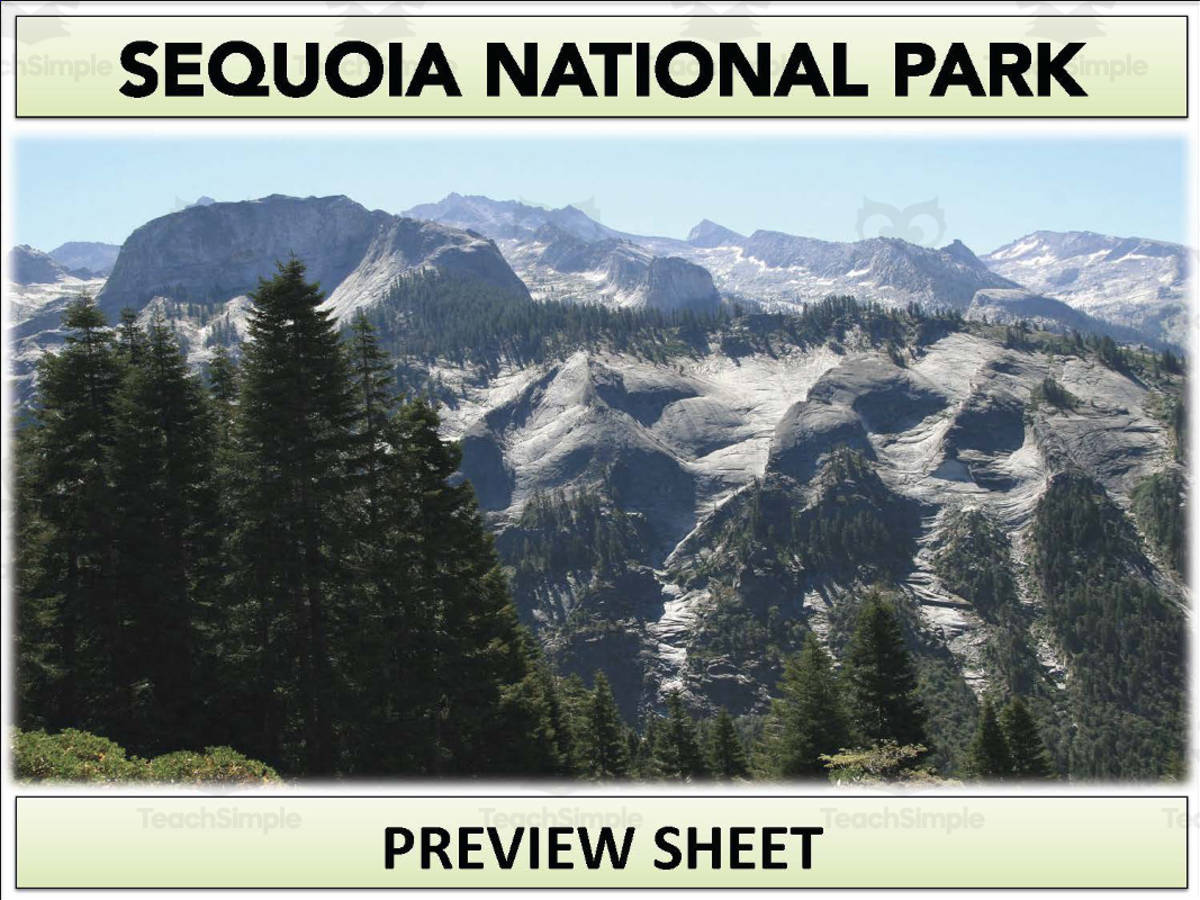 An educational teaching resource from Mr Gray History entitled Sequoia National Park Geography Unit downloadable at Teach Simple.