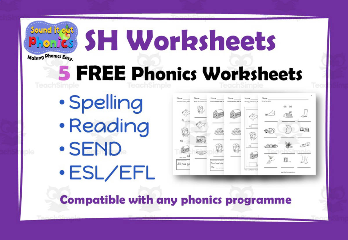 An educational teaching resource from Lilibette's Resources entitled SH Phonics Worksheets: 5 FREE! downloadable at Teach Simple.