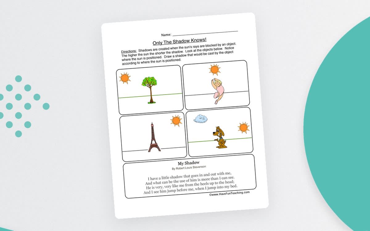 An educational teaching resource from Have Fun Teaching entitled Shadows Worksheet downloadable at Teach Simple.