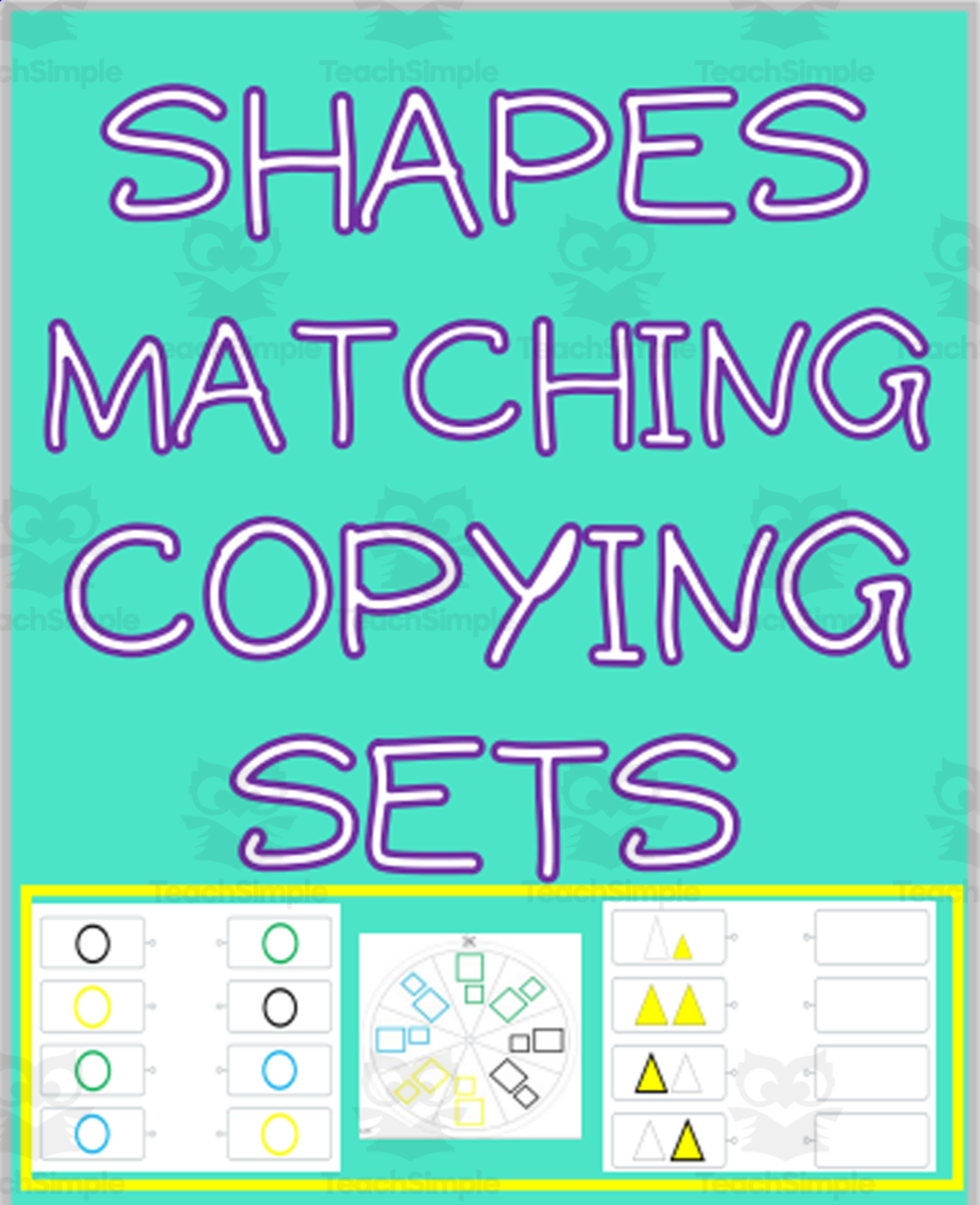 An educational teaching resource from WORDS ASIDE entitled Shapes Activities Worksheets 50 SETS BUNDLE downloadable at Teach Simple.