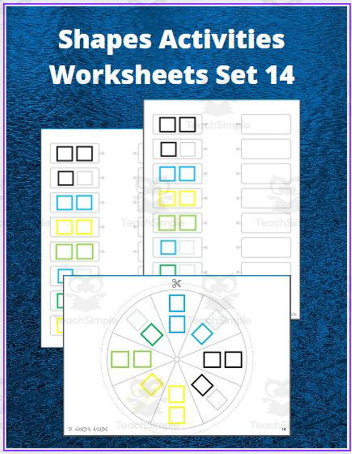 An educational teaching resource from WORDS ASIDE entitled Shapes Activities Worksheets Set 14 downloadable at Teach Simple.