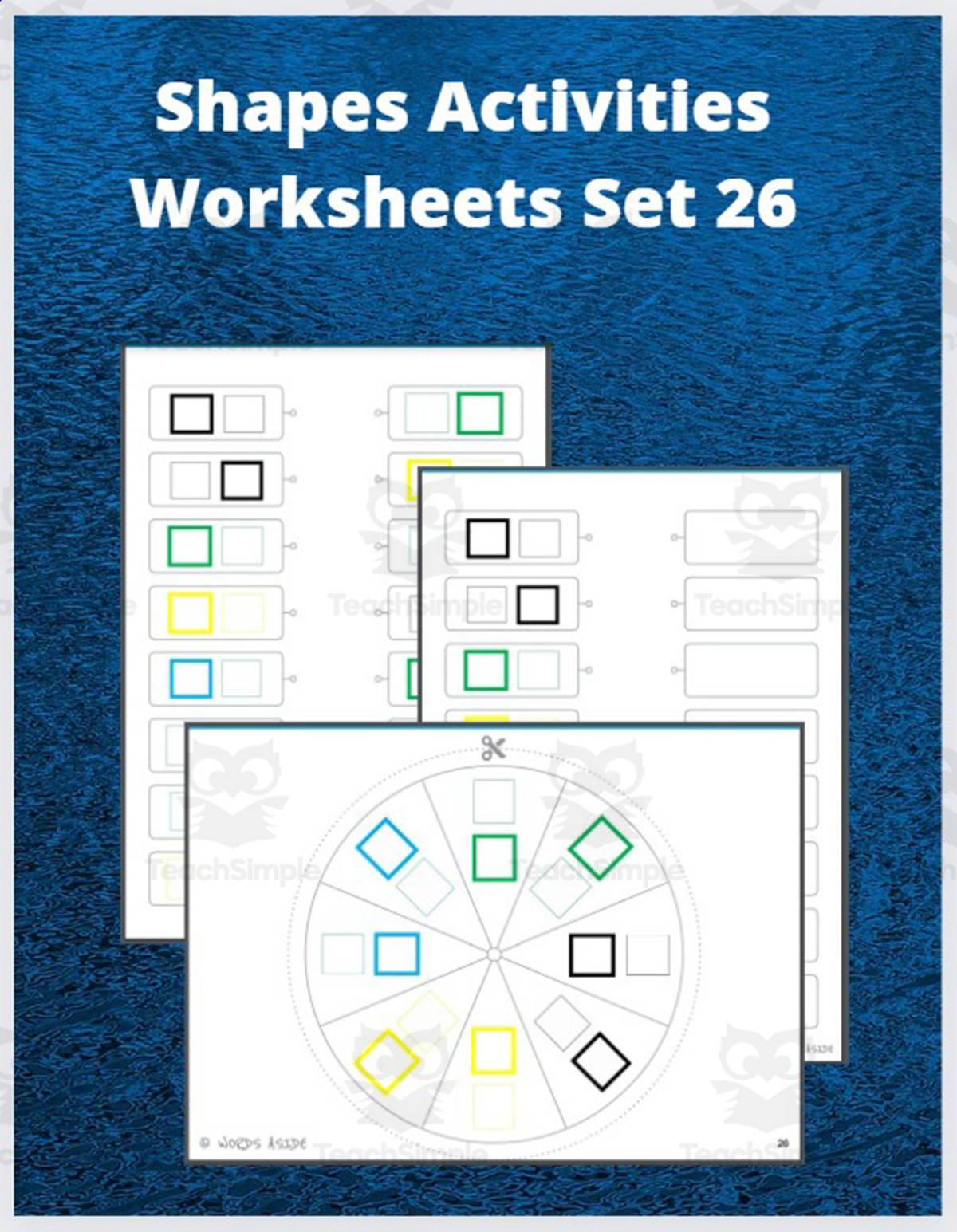 An educational teaching resource from WORDS ASIDE entitled Shapes Activities Worksheets Set 26 downloadable at Teach Simple.