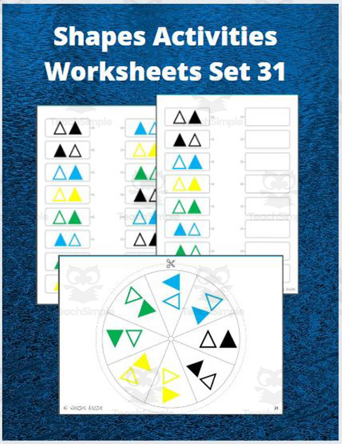 An educational teaching resource from WORDS ASIDE entitled Shapes Activities Worksheets Set 31 downloadable at Teach Simple.