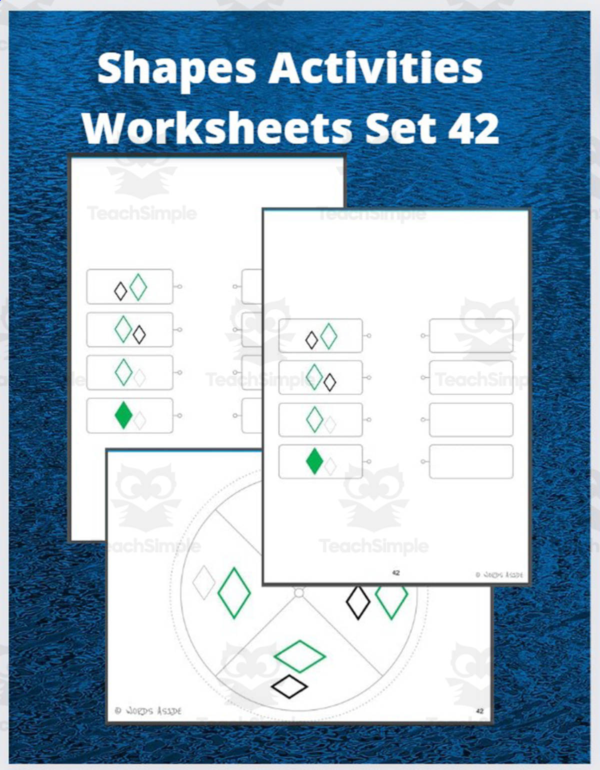 An educational teaching resource from WORDS ASIDE entitled Shapes Activities Worksheets Set 42 downloadable at Teach Simple.