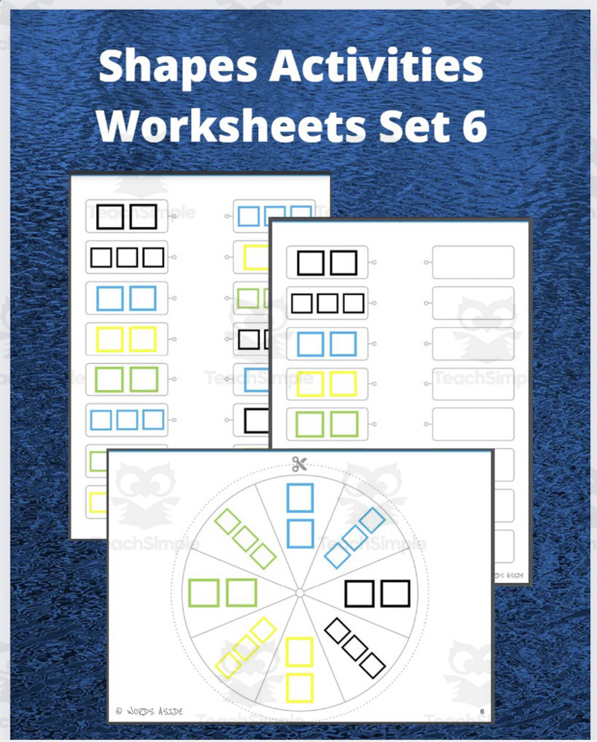 An educational teaching resource from WORDS ASIDE entitled Shapes Activities Worksheets Set 6 downloadable at Teach Simple.