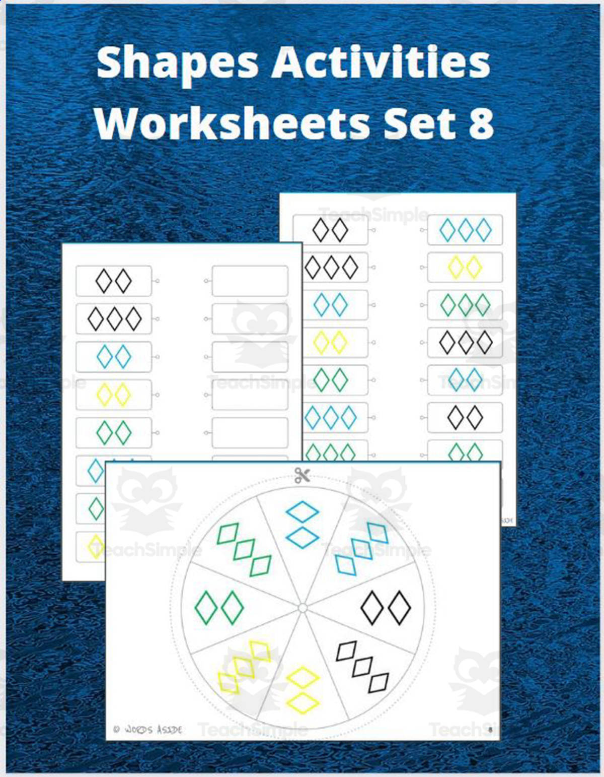 An educational teaching resource from WORDS ASIDE entitled Shapes Activities Worksheets Set 8 downloadable at Teach Simple.