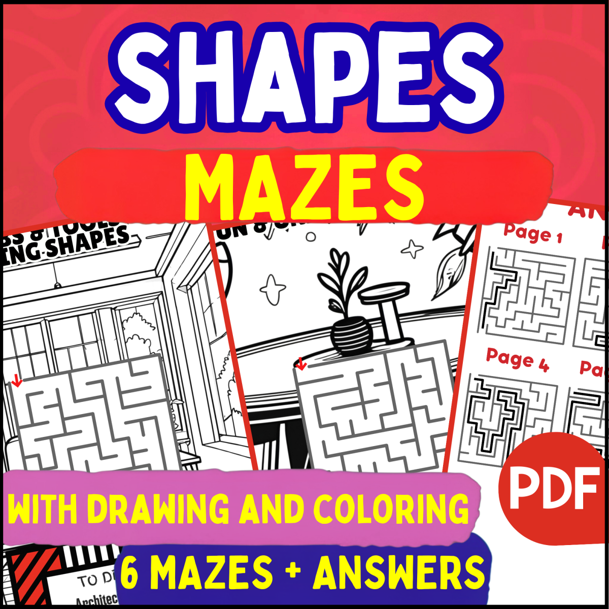 An educational teaching resource from Cored Education entitled Shapes Mazes (PDF) downloadable at Teach Simple.