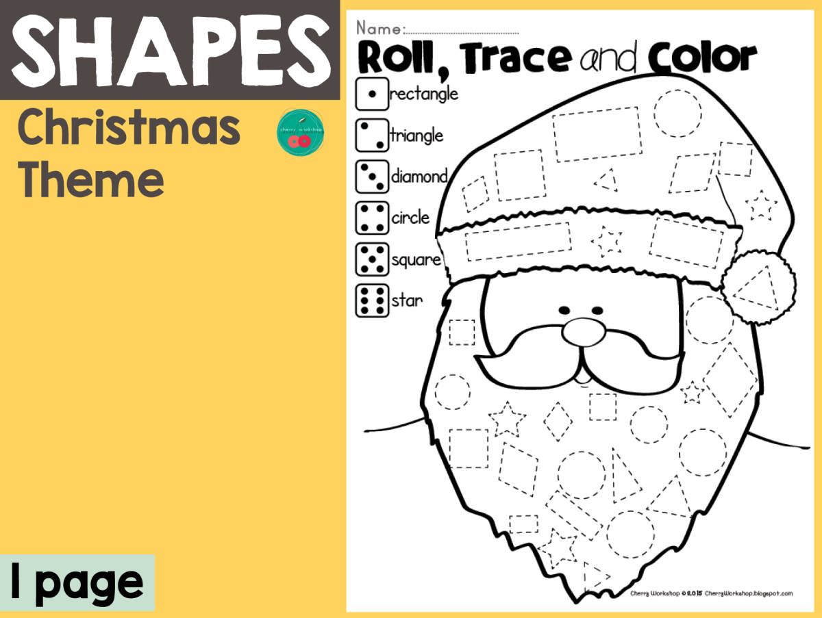 An educational teaching resource from Cherry Workshop entitled Shapes Roll, Trace, & Color downloadable at Teach Simple.