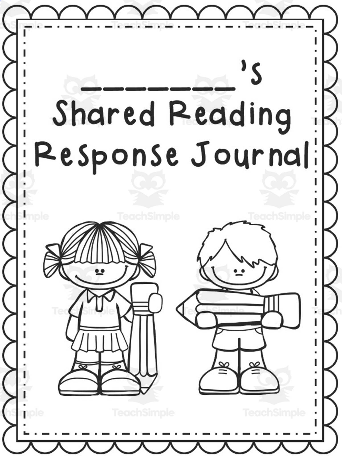 An educational teaching resource from First in Line entitled Shared Reading Response Journal downloadable at Teach Simple.