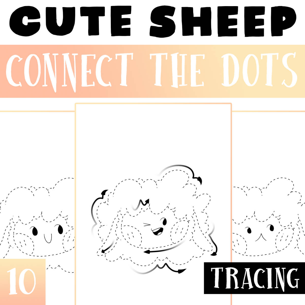 An educational teaching resource from Lapiiin Art Activities entitled Sheep Dot to Dot Worksheet Activities / Farm Animals Dot to Dot downloadable at Teach Simple.
