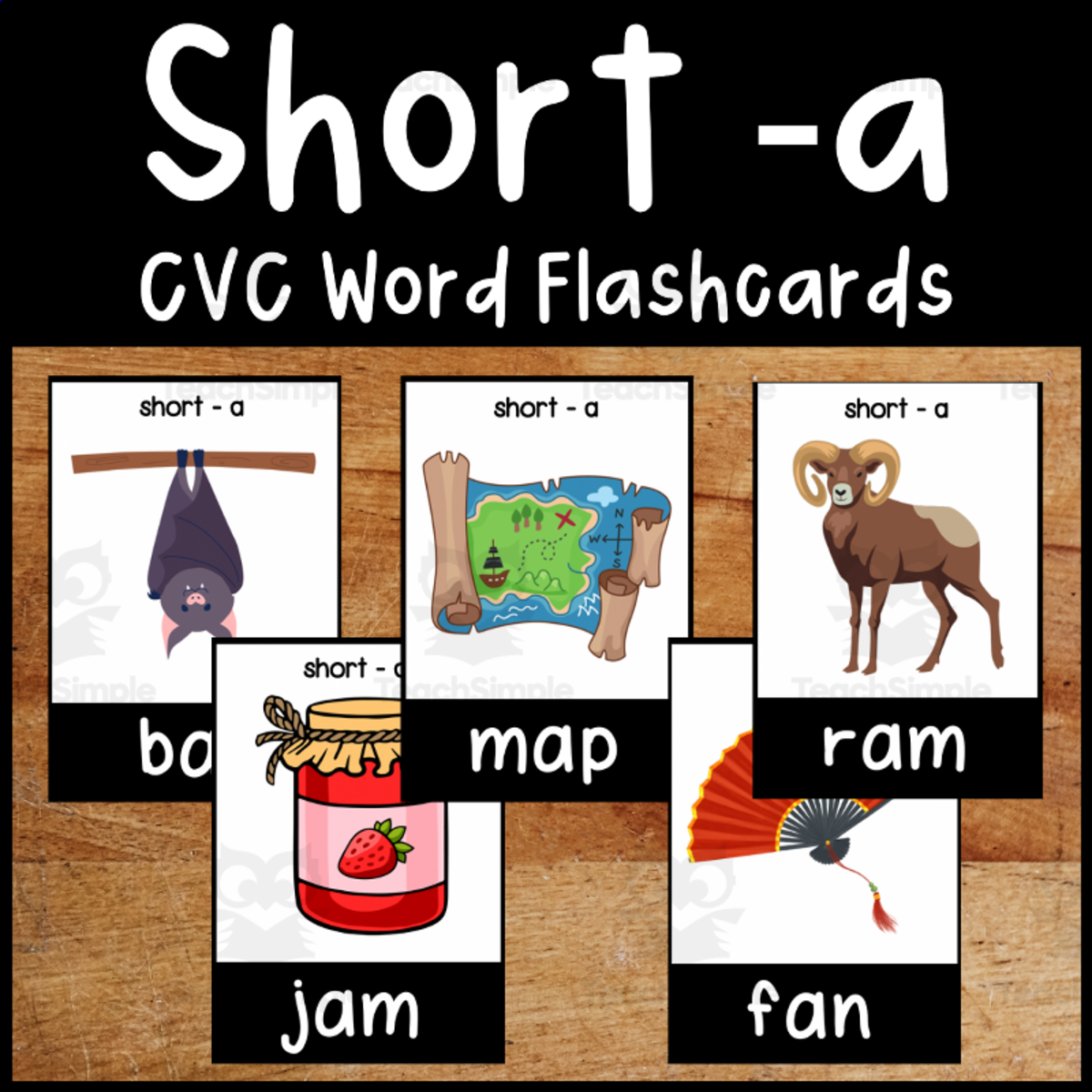 An educational teaching resource from Primary 206 Mix entitled Short -a CVC flashcards downloadable at Teach Simple.
