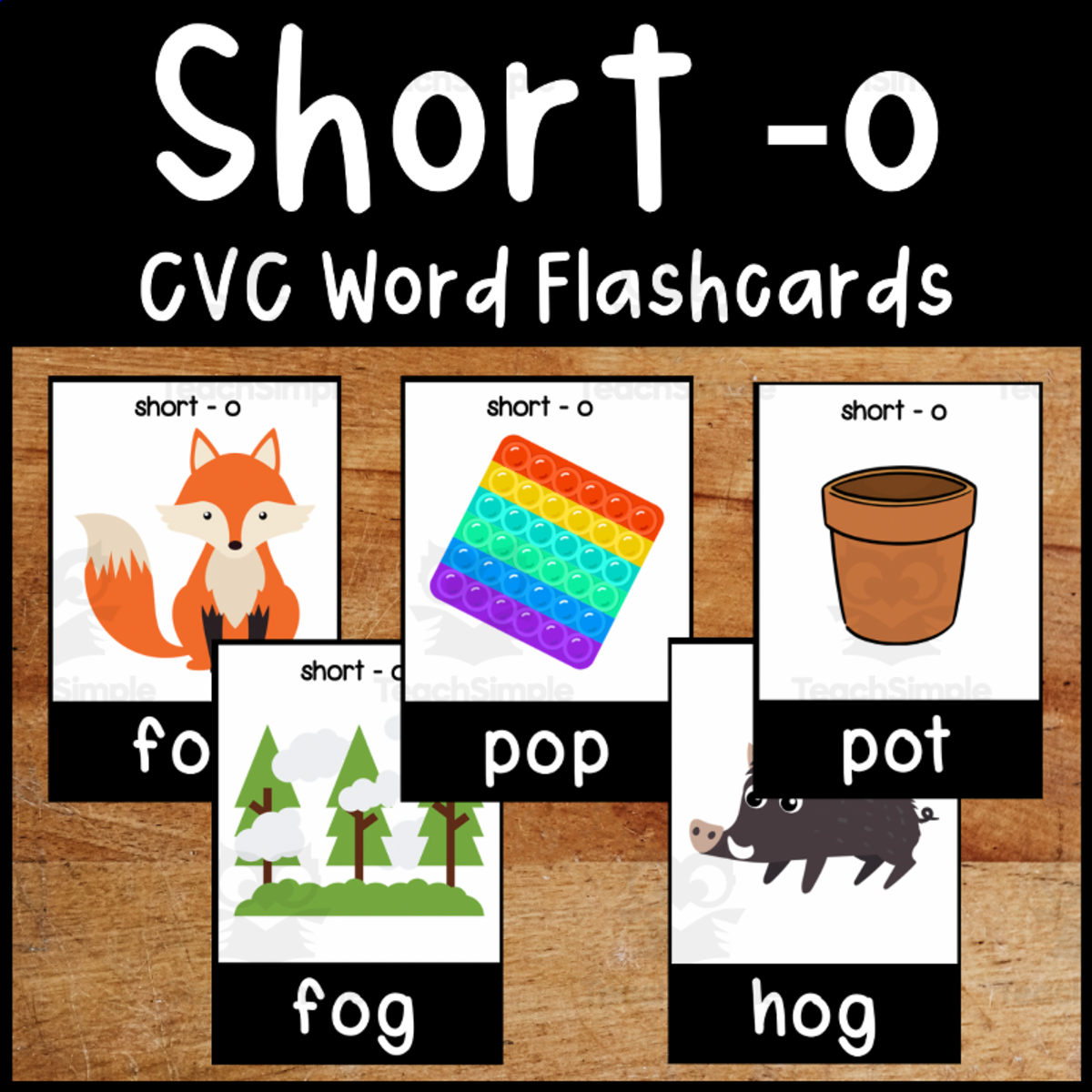 An educational teaching resource from Primary 206 Mix entitled Short -o CVC flashcards downloadable at Teach Simple.