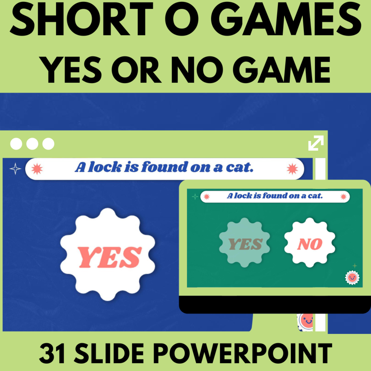 An educational teaching resource from Cored Education entitled Short O: Letters Phonics Games and Activities - Yes or No Game downloadable at Teach Simple.