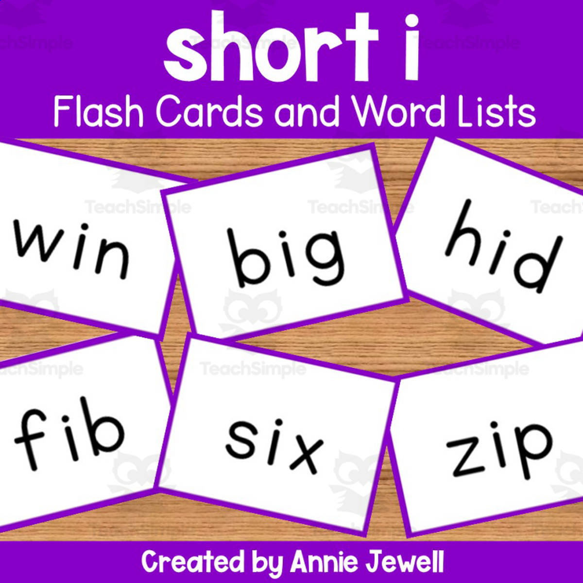 An educational teaching resource from Annie Jewell entitled Short Vowel Flash Cards and Word Lists - Short i downloadable at Teach Simple.