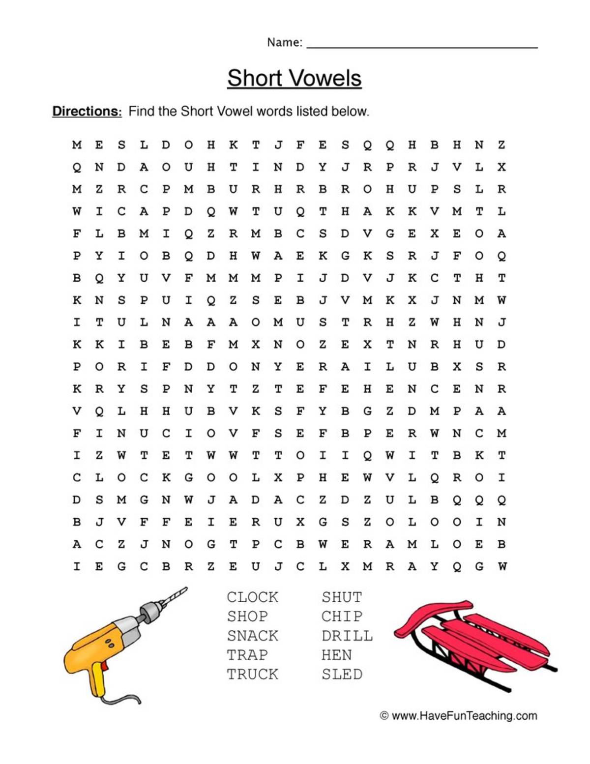 An educational teaching resource from Have Fun Teaching entitled Short Vowels Sorting Worksheet downloadable at Teach Simple.