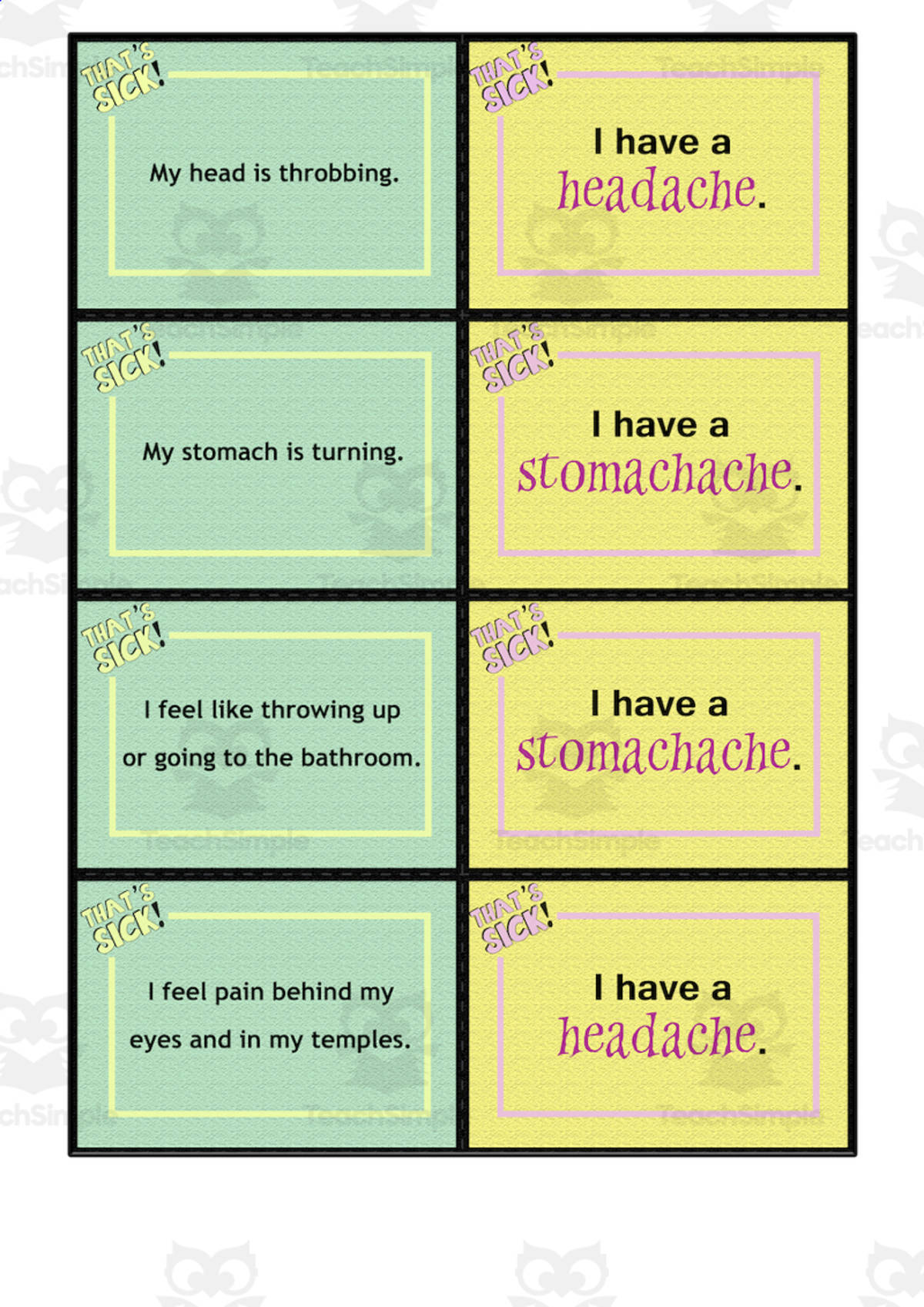 An educational teaching resource from Nathan entitled Sickness + Health Game Cards downloadable at Teach Simple.