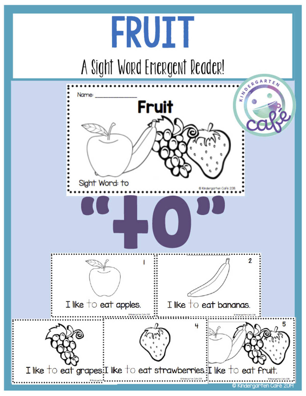 An educational teaching resource from Kindergarten Cafe entitled Sight Word Emergent Reader: Fruit Printable Booklet | "to" sight word downloadable at Teach Simple.