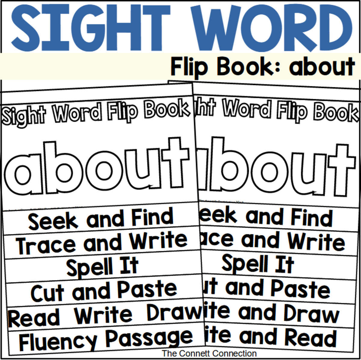 An educational teaching resource from The Connett Connection entitled Sight Word Flip Book: about downloadable at Teach Simple.