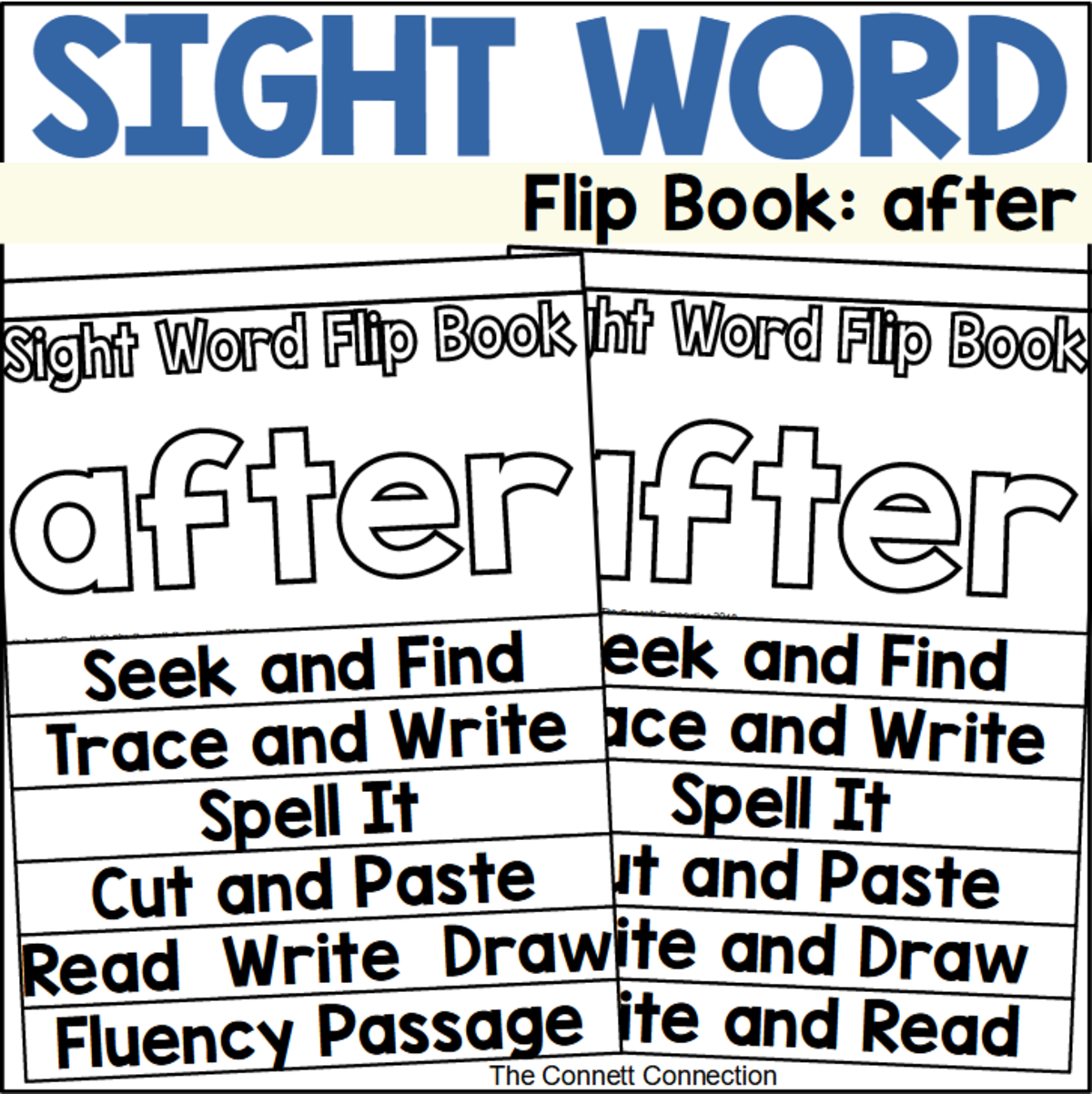 An educational teaching resource from The Connett Connection entitled Sight Word Flip Book: after downloadable at Teach Simple.