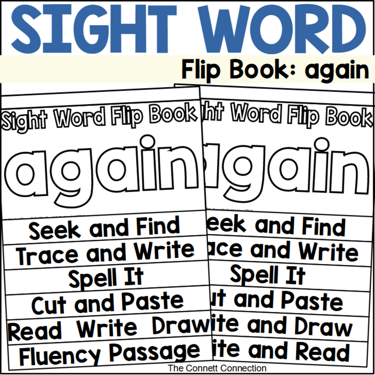 An educational teaching resource from The Connett Connection entitled Sight Word Flip Book: again downloadable at Teach Simple.
